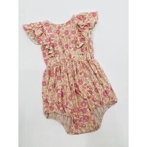 Caden Lane baby bamboo pink floral onesie 12-18 mos